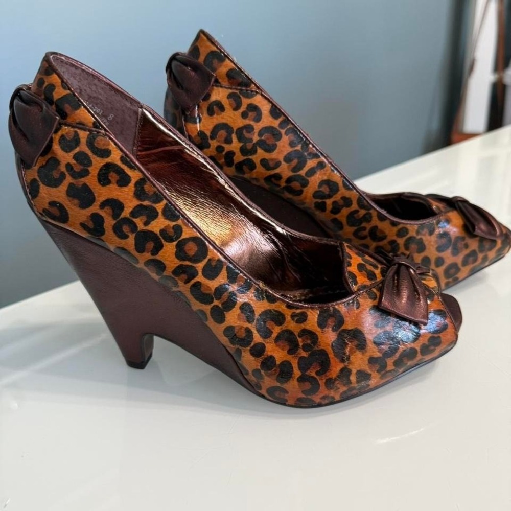Naughty Monkey Leopard Print Heels | Women's 8 | Retro Pinup Rockabilly